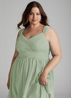 Azazie Angie Bridesmaid Dresses Dusty Sage A-Line Corset Chiffon Dress image16