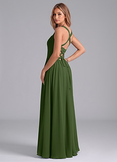 Azazie Francis Bridesmaid Dresses Olive A-Line Corset Chiffon Dress image2