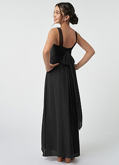 Azazie Kora Vestido de Negro de Gasa/ Chiffon de Acampanado con Plisado image4