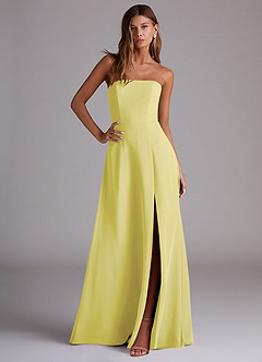 Azazie Wren Bridesmaid Dresses Lemon Sorbet A-Line Side Slit Chiffon Convertible Dress image3