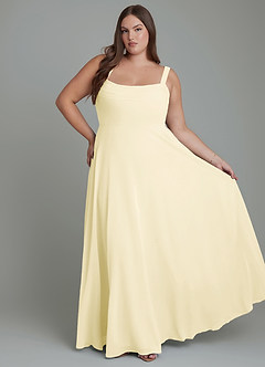 Azazie Shaude Bridesmaid Dresses Lemon Sorbet A-Line Pleated Chiffon Dress image6
