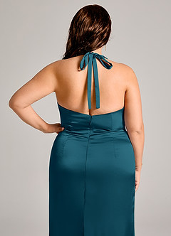 Azazie Valerie Suknie dla druhen Syrena Pofałdowany Satyna elastyczna Do ziemi Sukienka image8