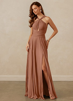 Christian Siriano Bridal for Azazie 1009 Bridesmaid Dresses Bronzer A-Line Pleated Chiffon Dress image8