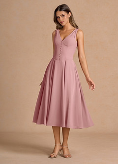 Delyla Light Pink Button-up Midi Dress image3