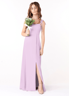 Azazie Rosey Junior Frosted Lilac A-Line Sweetheart Neckline Chiffon Dress image4