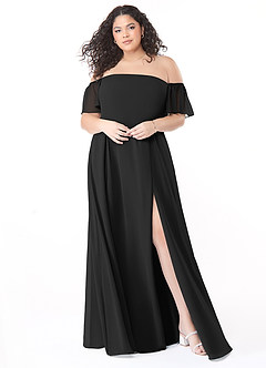 Azazie Sue Bridesmaid Dresses Black A-Line Off the Shoulder Chiffon Convertible Dress image11