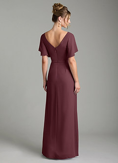 Azazie Ambrosia Bridesmaid Dresses Sangria A-Line Pleated Chiffon Dress image6