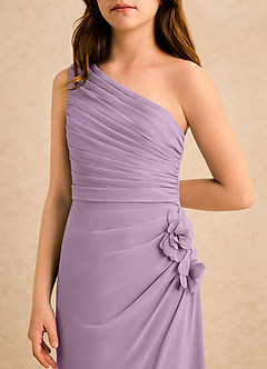 Azazie Sophie Girls Formal Abiti da Ragazza di Fiori Abito Tubino in Chiffon Monospalla Glicine image6