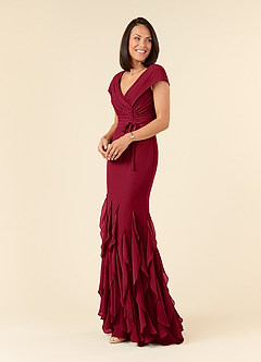 Azazie Bailora Mother of the Bride Dresses Burgundy Mermaid Ruched Chiffon Dress image2