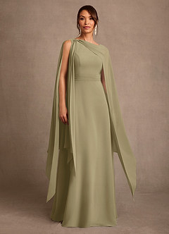 Azazie Liddie Mother of the Bride Dresses Moss Green A-Line Pleated Chiffon Dress image1