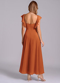 Azazie Leilani Bridesmaid Dresses Cinnamon A-Line Ruched Chiffon Dress image2