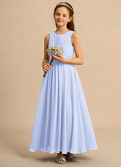 Azazie Ducky Junior Formal Blumenmädchenkleider A-Linie Plissee Chiffon Kleid Lavendel image6