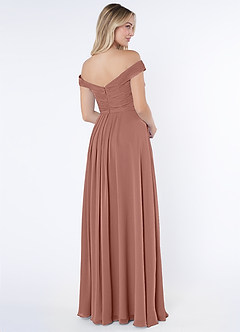 Azazie Audrianna Robes de demoiselle d'honneur Robe Trapèze Convertible en Mousseline de soie Schulterfrei gerafft Rose De Cèdre image4