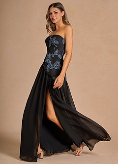 Fleurine Denim Black Lace Maxi Dress image6