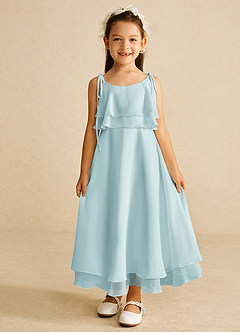 Azazie Temi Flower Girl Dresses Mist A-Line Spaghetti Strap Chiffon Dress image4
