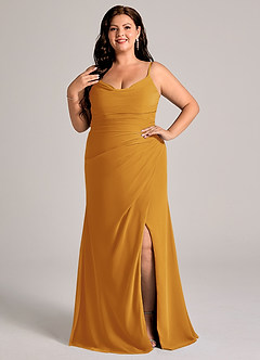 Azazie Deandra Brudtärnklänningar Klä av Sjöjungfru i Chiffong Plisserad Knäck image7