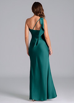 Azazie Driea Brudtärnklänningar Klä av Sjöjungfru i Stretch Satin Ena axeln Påfågelblå image2