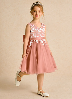 Azazie Butterfly Flower Girl Dresses MAI TAI A-Line Lace Dress image3