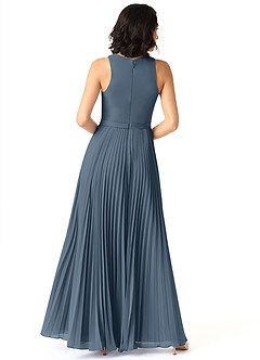 Azazie Lindie Bridesmaid Dresses Neptune A-Line Scoop Pleated Chiffon Dress image2
