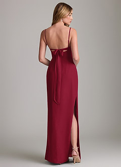 Azazie Mai Bridesmaid Dresses Burgundy Sheath Pleated Chiffon Dress image2
