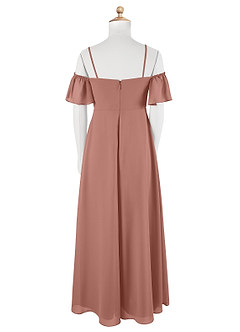Azazie Sue Junior Auburn A-Line Off the Shoulder Chiffon Dress image8