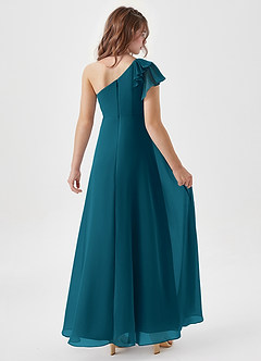 Azazie Arabella Junior Abito A-Line in Chiffon Increspato Blu Inchiostro image2