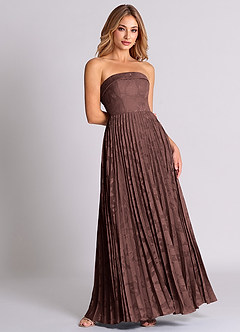Azazie Mariana Bridesmaid Dresses Espresso A-Line Strapless Floral Burnout Convertible Dress image4