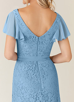 Azazie Knox vestidos de madre de la novia Vestido de Azul Acero de Gasa de Corte En A con Cuello en V image6