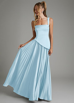 Azazie Stephanie Bridesmaid Dresses Sky Blue A-Line Corset Stretch Satin Dress image4