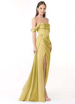 Azazie Amyra Bridesmaid Dresses Canary Mermaid Off the Shoulder Stretch Satin Convertible Dress image4
