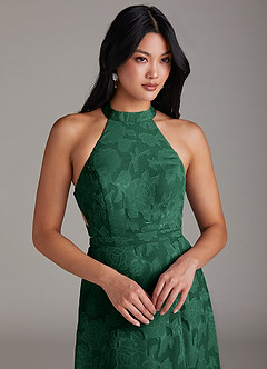 Azazie Clarice Jurken voor bruidsmeisjes Jurk van Bloemen Burn-out met A-Lijn Zijsplit Donkergroen image5