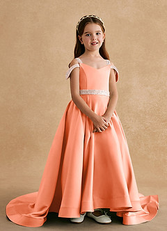 Azazie Jodi Flower Girl Klänningar Klänning A-Line i Matt satäng image4