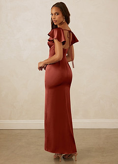 Christian Siriano Bridal for Azazie 1005 Robes de demoiselle d'honneur Robe Fourreau en Satin extensible Encolure en Forme de Cœur Terracotta image8