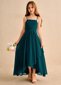 Azazie Twilight Dance Girls Formal Flower Girl Dresses Pine A-Line Pleated Chiffon Dress image4