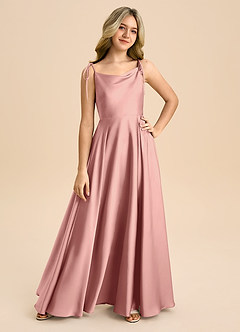 Azazie Popsy Junior Robe Trapèze en Satin extensible Arc Rosette image8