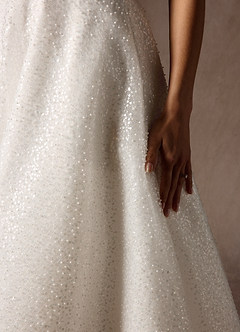 Azazie Nicolette Wedding Dresses Diamond White A-Line Strapless Beading Dress image8