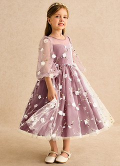 Azazie Elowen Flower Girl Dresses Merlot A-Line Sweetheart Neckline Lace Dress image4