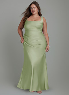 Azazie Agustina Bridesmaid Dresses Dusty Sage Mermaid Corset Stretch Satin Dress image9