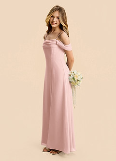 Azazie Lilly Junior Powder Pink A-Line Pleated Chiffon Dress image3
