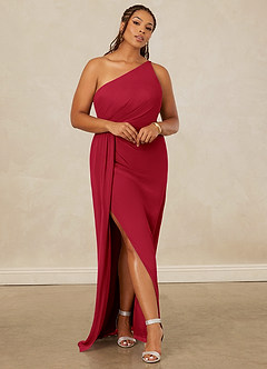 Christian Siriano Bridal for Azazie 1003 Bridesmaid Dresses Scarlet Sheath One Shoulder Chiffon Dress image8