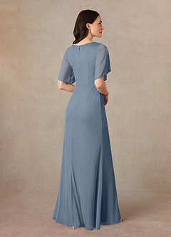 Azazie Selah Mother of the Bride Dresses Twilight A-Line V-Neck ruched Mesh Dress image4