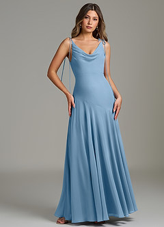 Azazie Dawn Bridesmaid Dresses Steel Blue Mermaid Pleated Chiffon Dress image4
