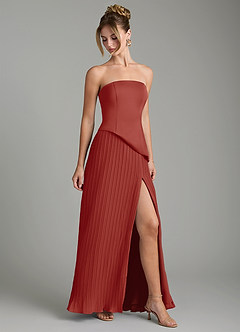 Azazie Tierney Bridesmaid Dresses Terracotta A-Line Strapless Chiffon Convertible Dress image6