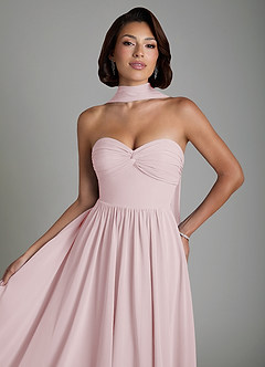 Azazie Petra Bridesmaid Dresses Blushing Pink A-Line Corset Chiffon Dress image6