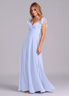 Azazie Leilani Robes de demoiselle d'honneur Robe Trapèze en Mousseline de soie Plissée Lavande image5