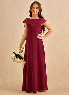 Azazie Kittie Girls Formal Flower Girl Klänningar Klä A-Line i Chiffong image5