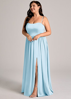 Azazie Calianna Bridesmaid Dresses Sky Blue A-Line Off the Shoulder Stretch Satin Convertible Dress image10
