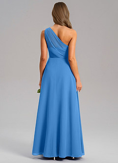 Azazie Phaedra Bridesmaid Dresses Blue Jay A-Line One Shoulder Chiffon Dress image2