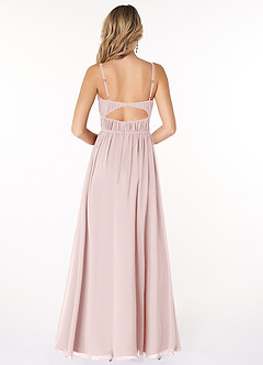 Azazie Yanelie Bridesmaid Dresses Blushing Pink A-Line Scoop Pleated Chiffon Dress image2