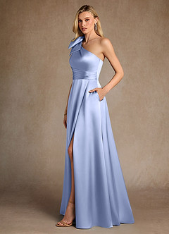 Azazie Easton Mother of the Bride Dresses Ice A-Line One Shoulder Stretch Satin Dress image2